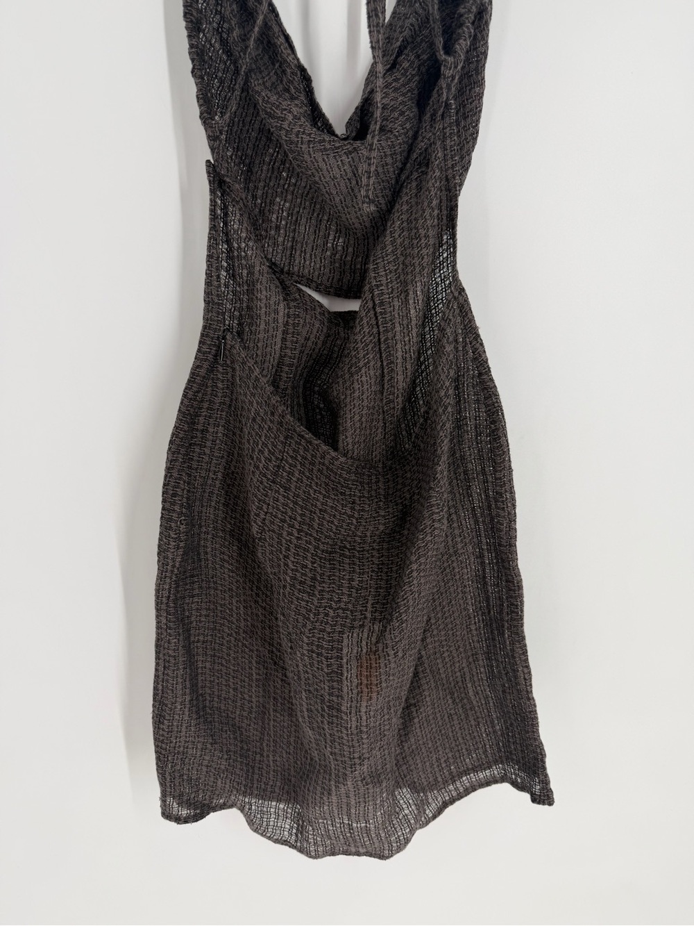Le Kasha Kharga Detachable Convertible Linen Sheer Weave Dress Set In Charcoal - Picture 6 of 11